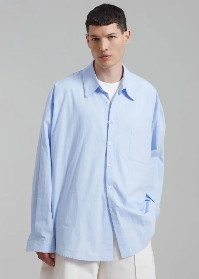 Men The Frankie Shop Tops Darren Oversized Shirt Light Blue