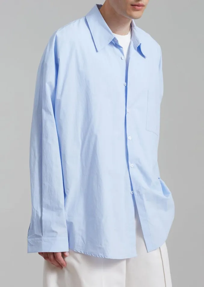 Men The Frankie Shop Tops Darren Oversized Shirt Light Blue