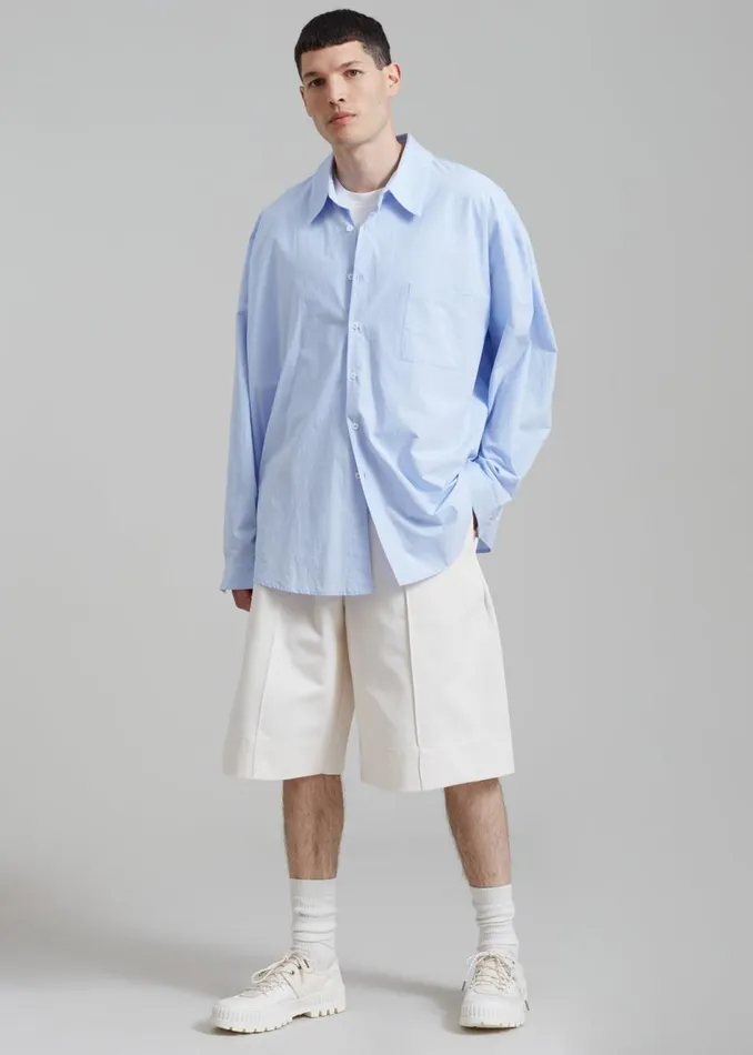 Men The Frankie Shop Tops Darren Oversized Shirt Light Blue