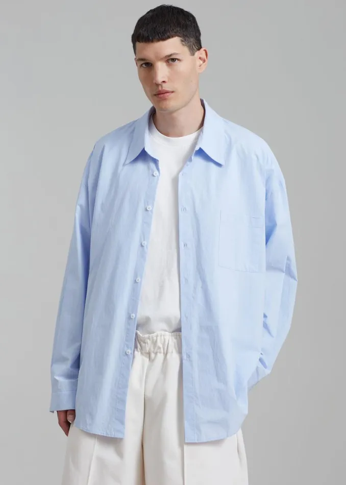 Men The Frankie Shop Tops Darren Oversized Shirt Light Blue
