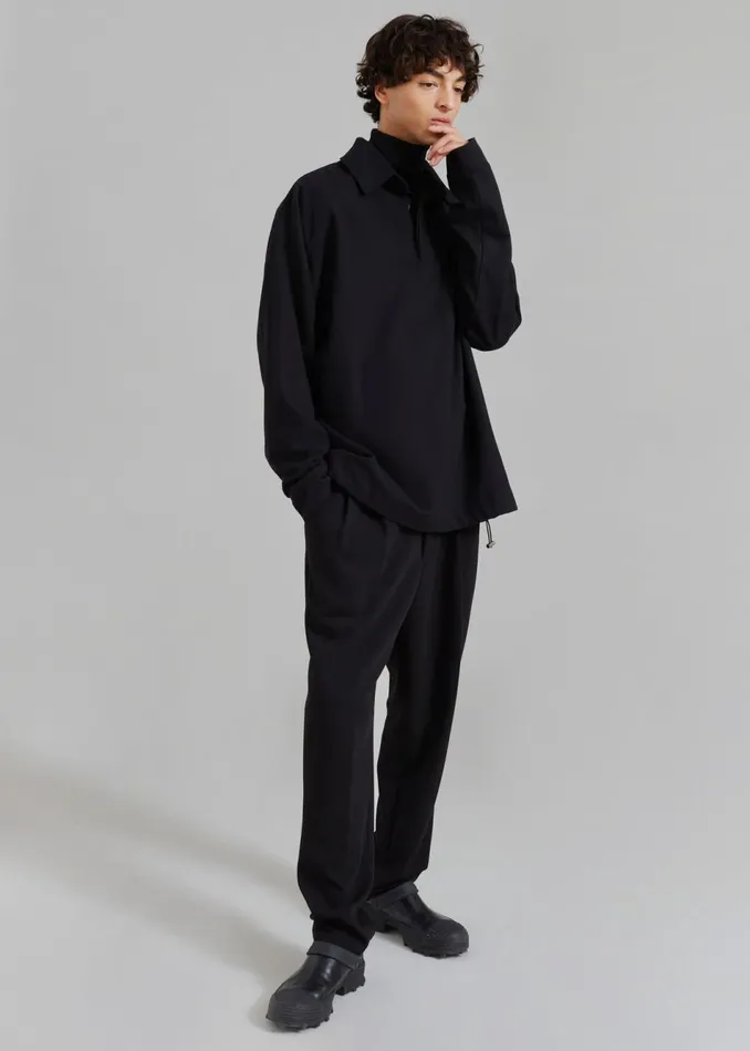 Men The Frankie Shop Tops Dennis Drawstring Polo Black