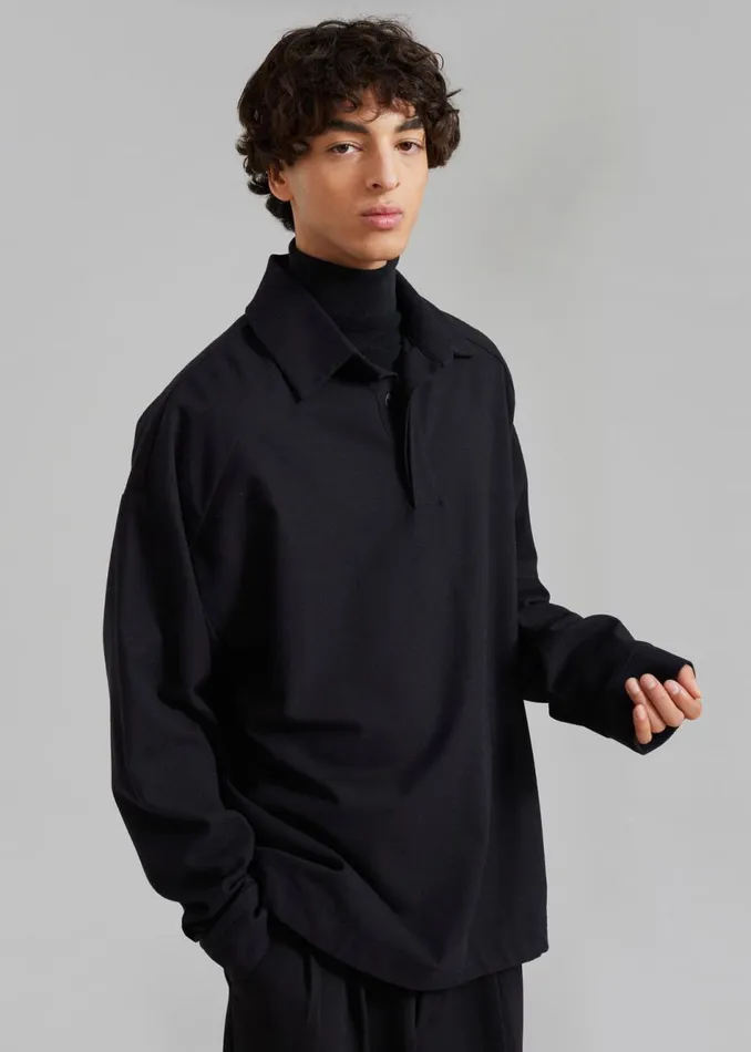 Men The Frankie Shop Tops Dennis Drawstring Polo Black