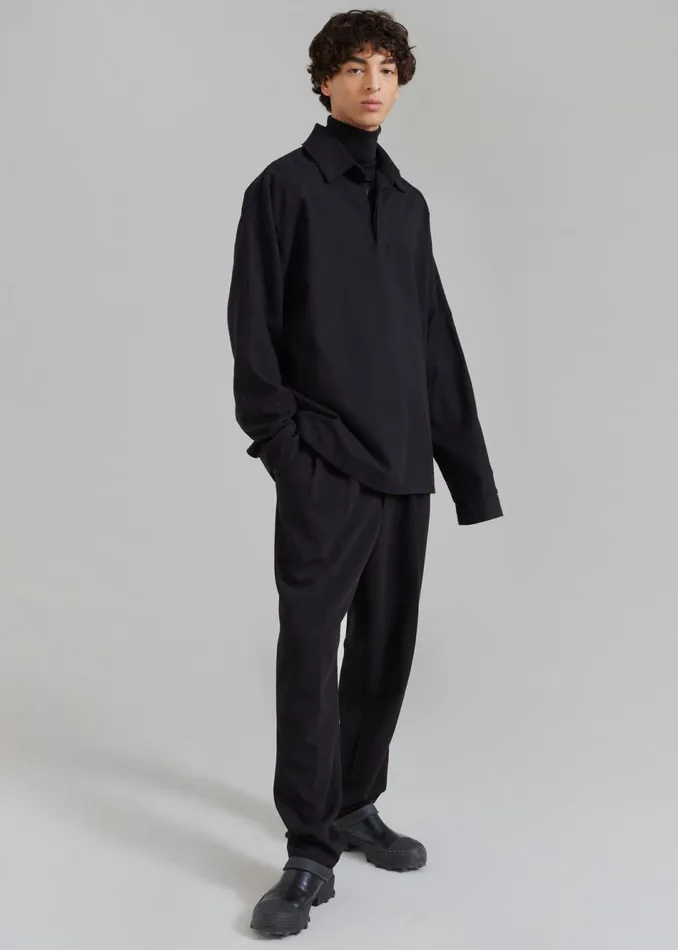 Men The Frankie Shop Tops Dennis Drawstring Polo Black