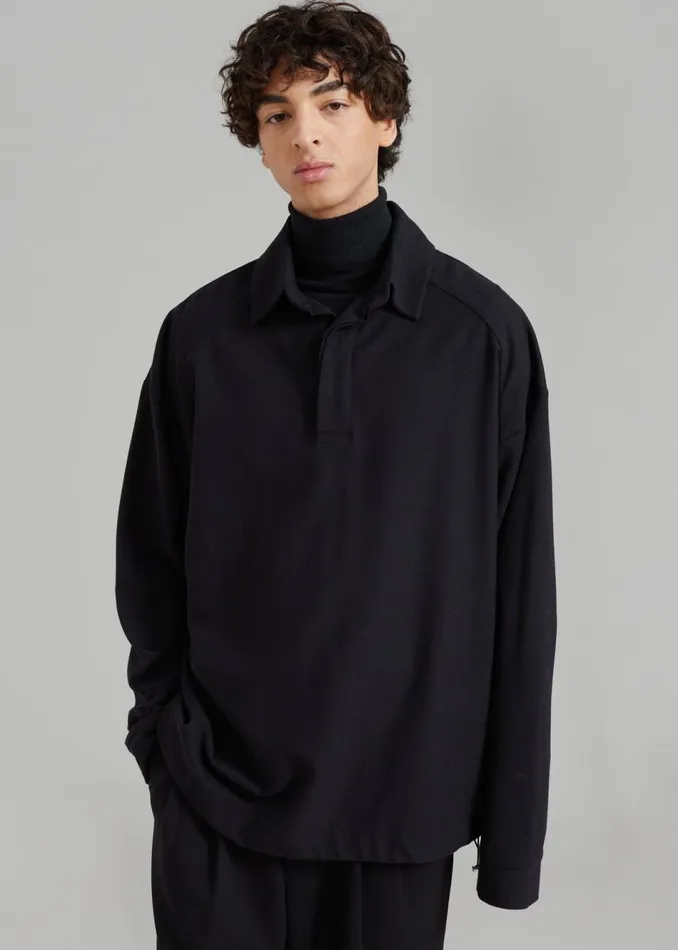 Men The Frankie Shop Tops Dennis Drawstring Polo Black