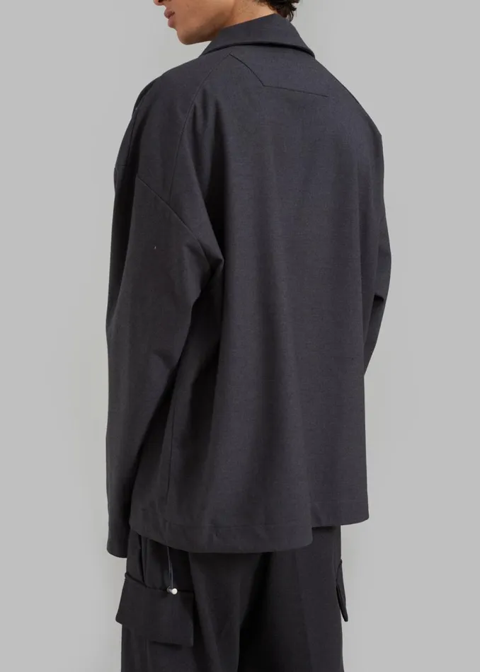 Men The Frankie Shop Tops Dennis Drawstring Polo Charcoal