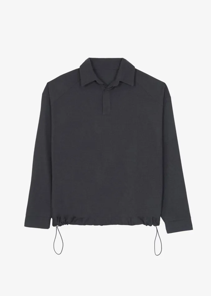 Men The Frankie Shop Tops Dennis Drawstring Polo Charcoal