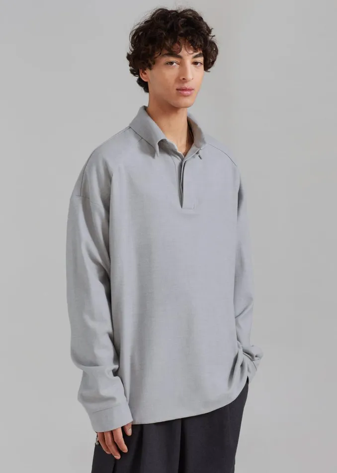 Men The Frankie Shop Tops Dennis Drawstring Polo Light Grey