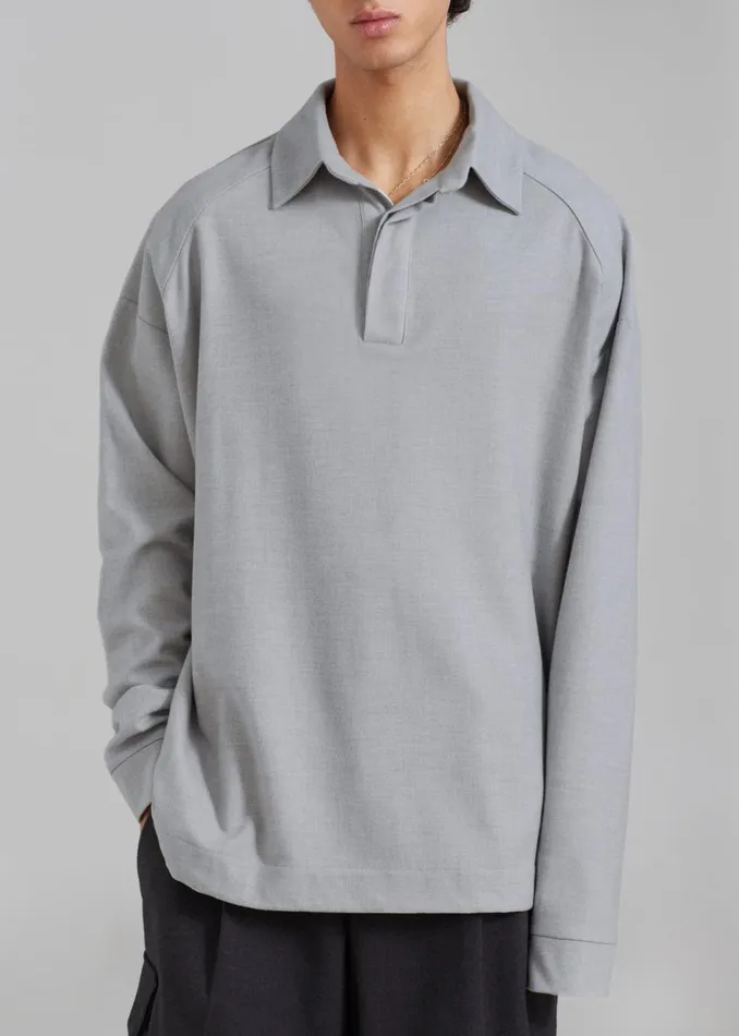 Men The Frankie Shop Tops Dennis Drawstring Polo Light Grey
