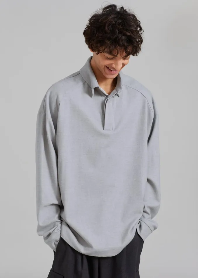 Men The Frankie Shop Tops Dennis Drawstring Polo Light Grey