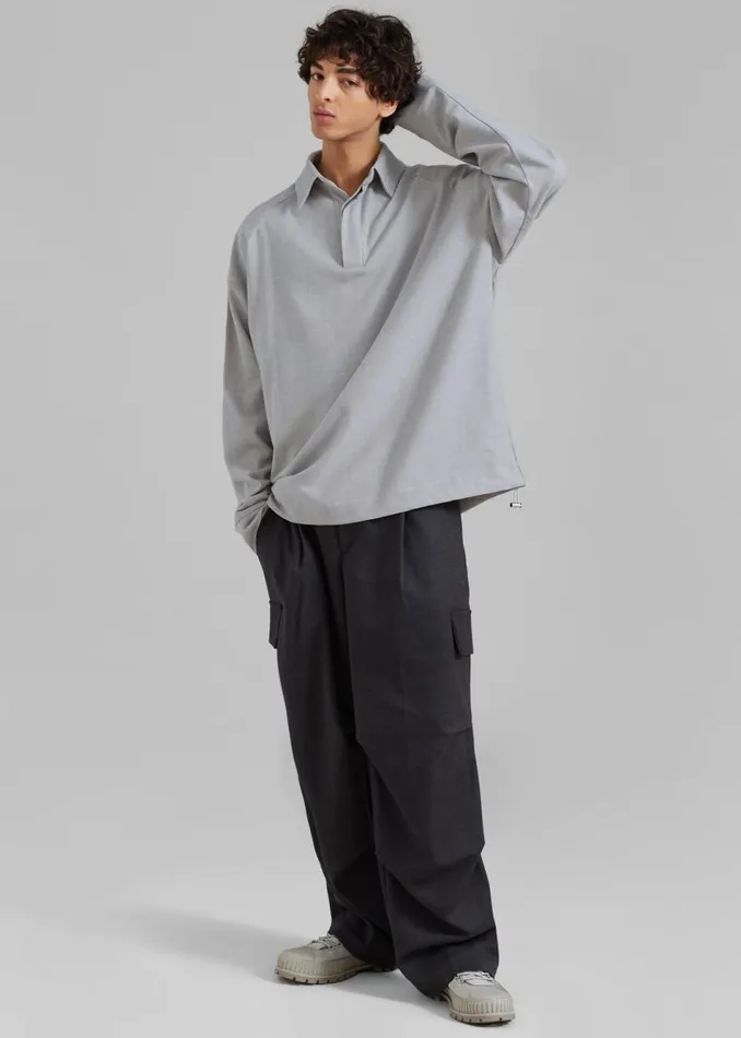 Men The Frankie Shop Tops Dennis Drawstring Polo Light Grey