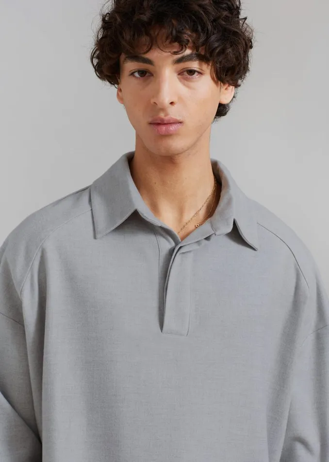 Men The Frankie Shop Tops Dennis Drawstring Polo Light Grey
