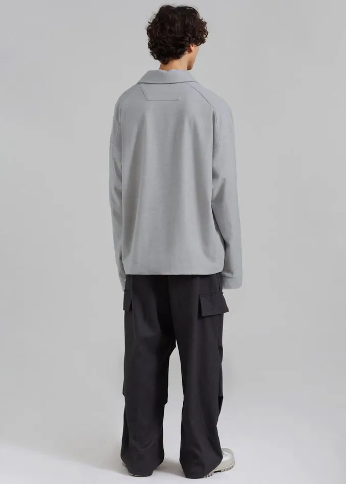 Men The Frankie Shop Tops Dennis Drawstring Polo Light Grey