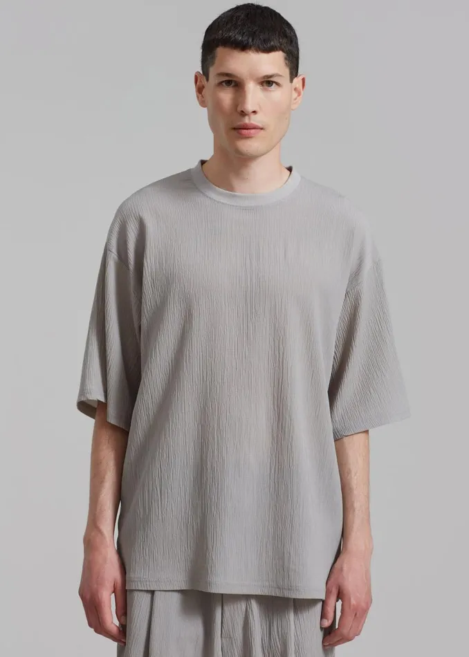 Men The Frankie Shop Tops Eliott Crinkle Tee Grey
