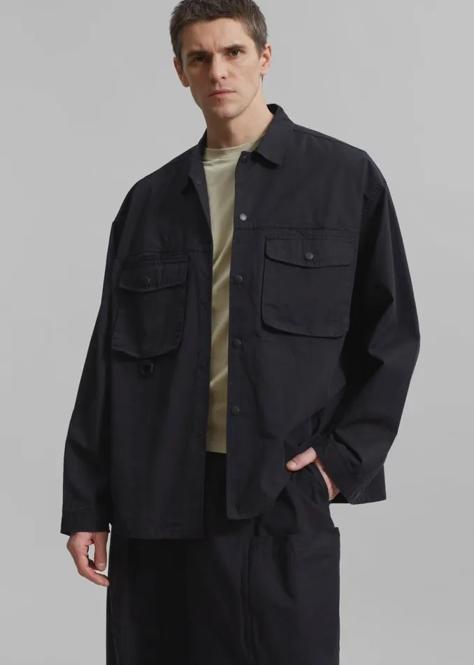 Men The Frankie Shop Tops Jameson Button Up Shirt Black