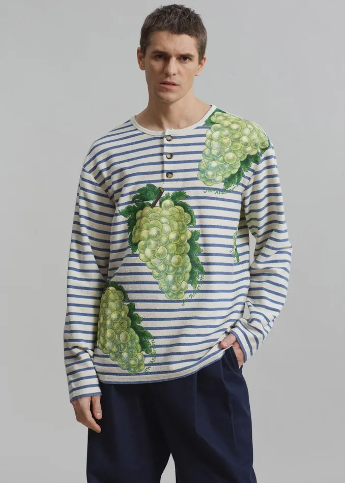 Men The Frankie Shop Tops JW Anderson Grape Henley Top Naturalblue