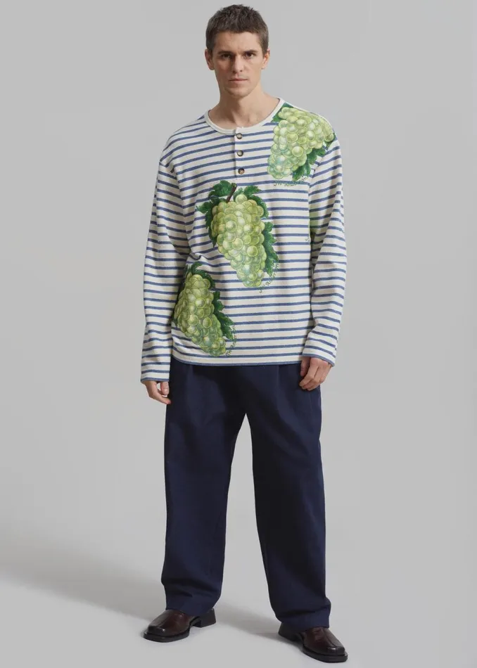 Men The Frankie Shop Tops JW Anderson Grape Henley Top Naturalblue