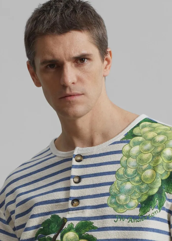 Men The Frankie Shop Tops JW Anderson Grape Henley Top Naturalblue