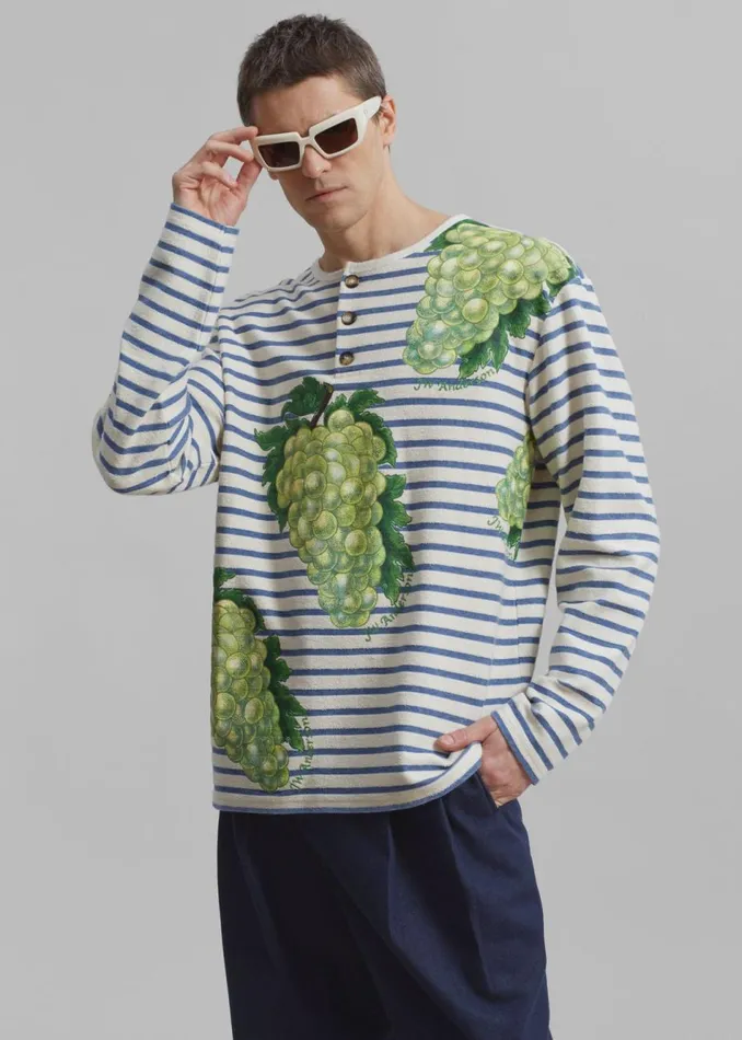 Men The Frankie Shop Tops JW Anderson Grape Henley Top Naturalblue