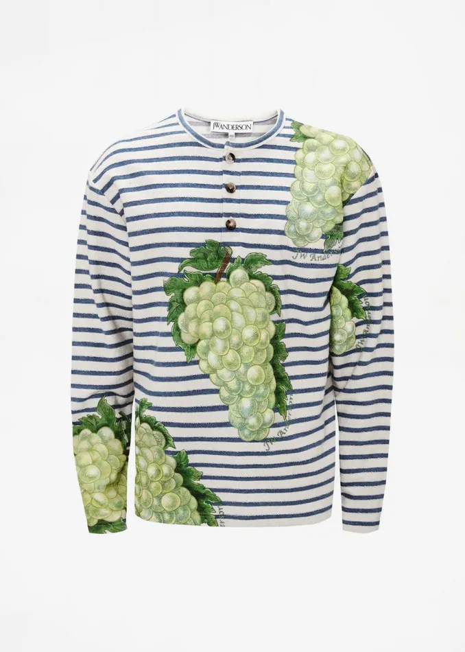 Men The Frankie Shop Tops JW Anderson Grape Henley Top Naturalblue
