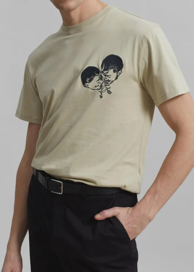 Men The Frankie Shop Tops JW Anderson Polo Couple Embroidery TShirt Beige