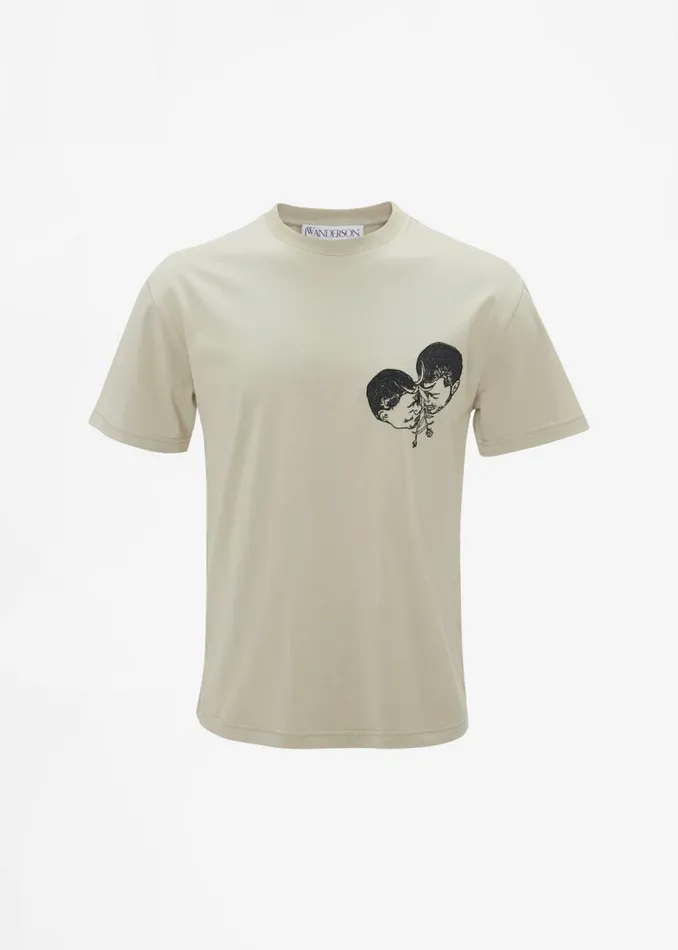 Men The Frankie Shop Tops JW Anderson Polo Couple Embroidery TShirt Beige