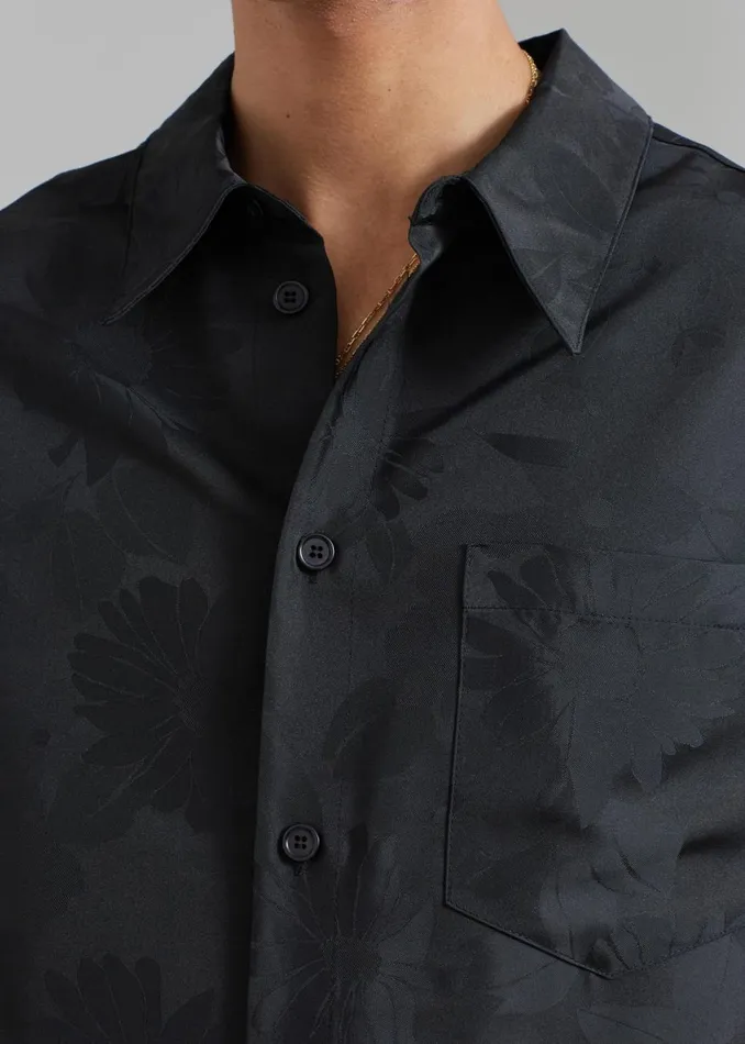 Men The Frankie Shop Tops Rhe Floral Jacquard Shirt Black Jacquard