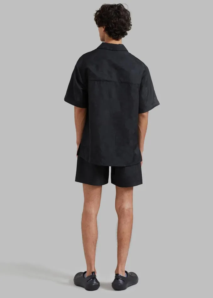 Men The Frankie Shop Tops Rhe Floral Jacquard Shirt Black Jacquard