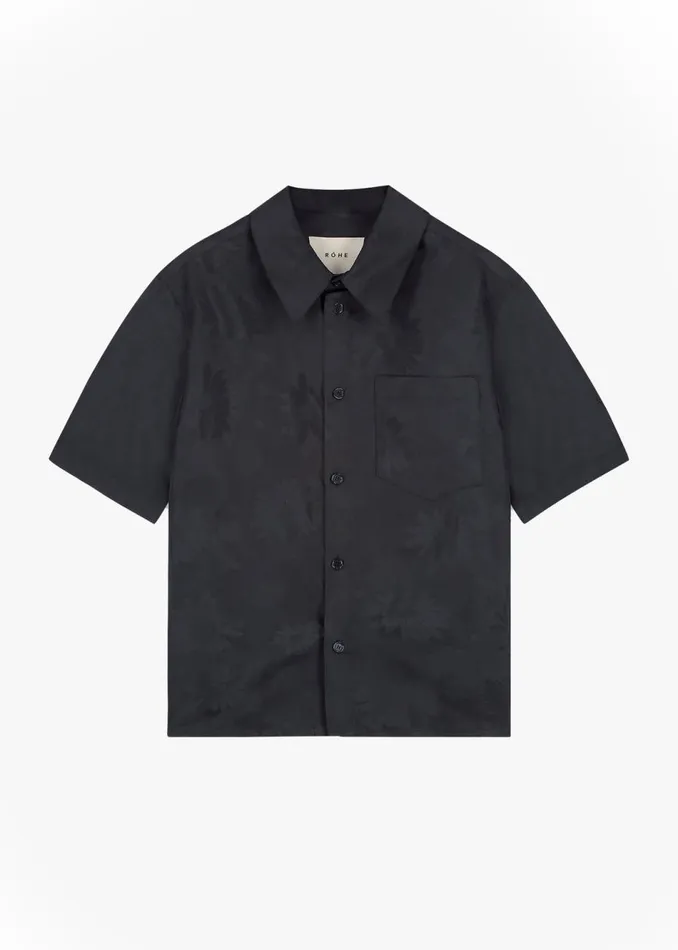 Men The Frankie Shop Tops Rhe Floral Jacquard Shirt Black Jacquard