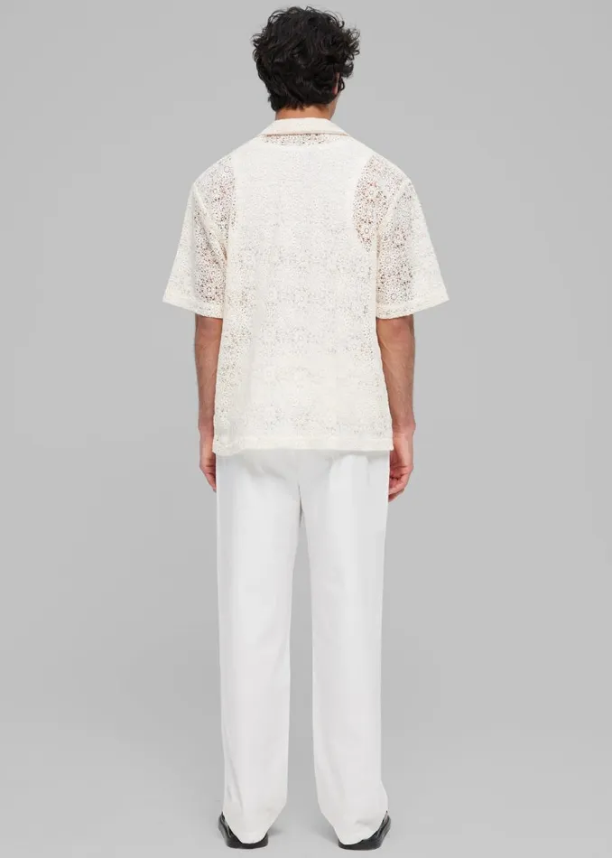 Men The Frankie Shop Tops Rhe Resort Crochet Shirt Ivory