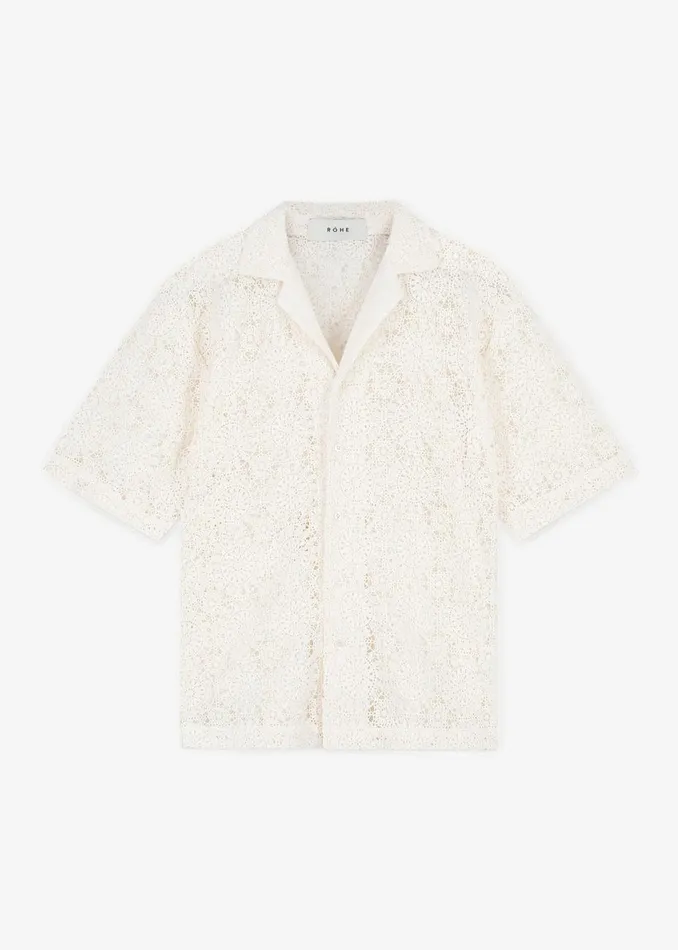 Men The Frankie Shop Tops Rhe Resort Crochet Shirt Ivory