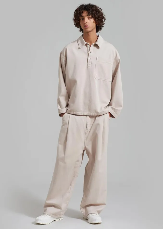 Men The Frankie Shop Tops Ray Popover Denim Shirt Natural