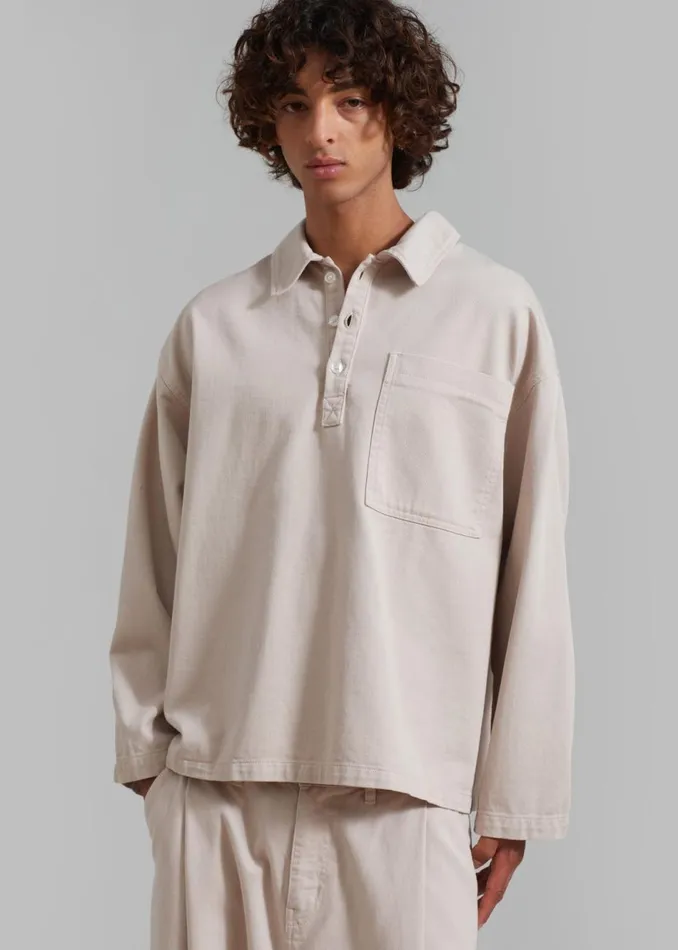Men The Frankie Shop Tops Ray Popover Denim Shirt Natural