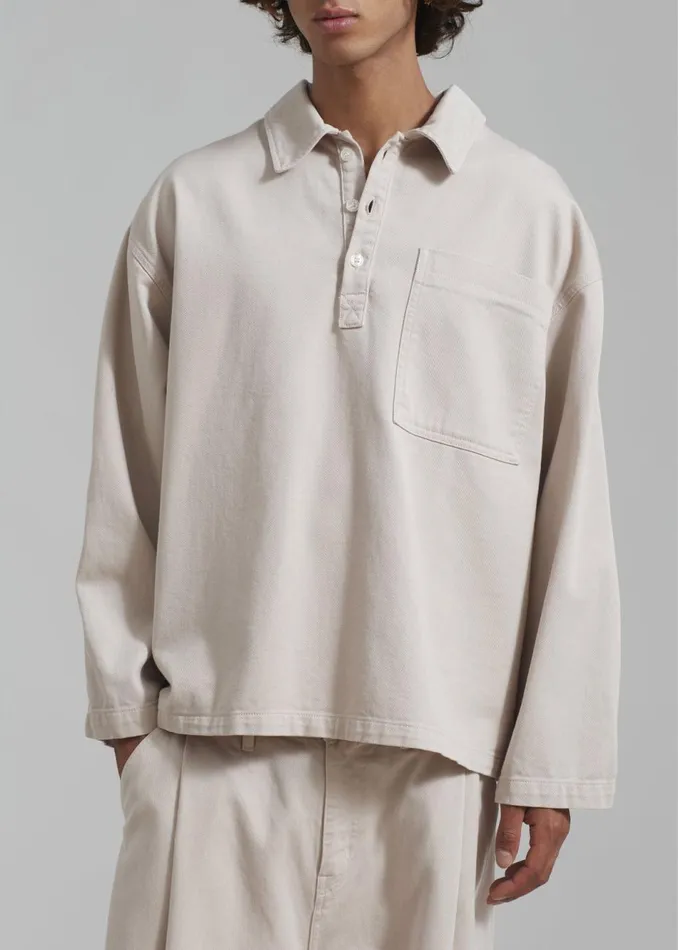 Men The Frankie Shop Tops Ray Popover Denim Shirt Natural
