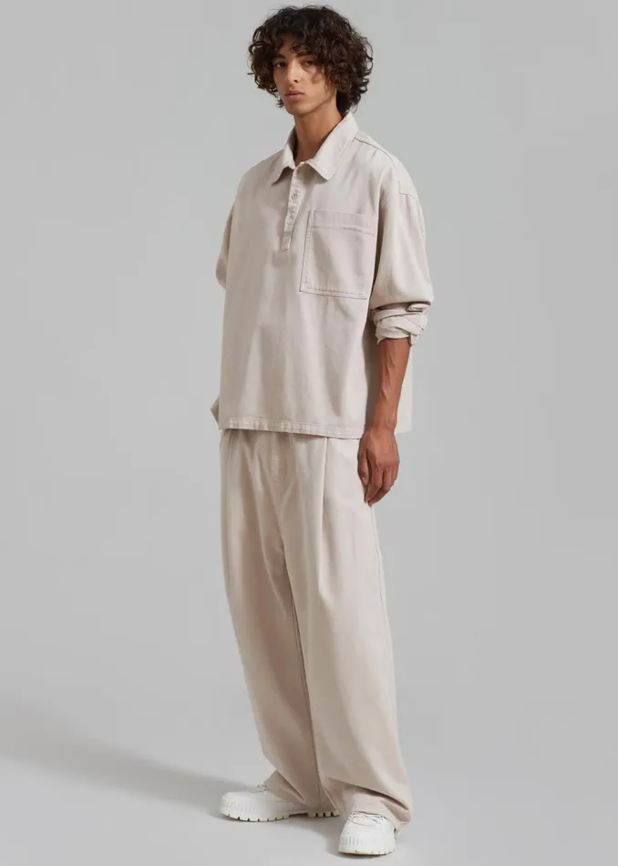 Men The Frankie Shop Tops Ray Popover Denim Shirt Natural