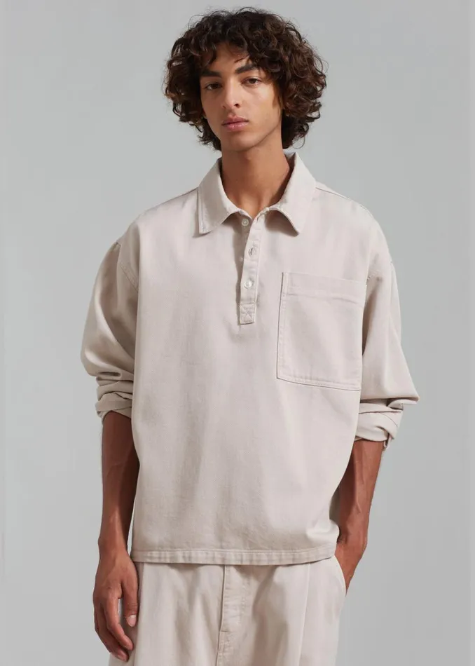 Men The Frankie Shop Tops Ray Popover Denim Shirt Natural