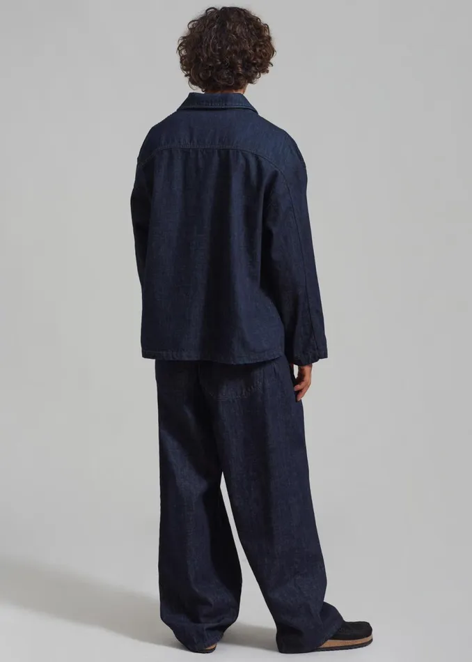 Men The Frankie Shop Tops Ray Popover Denim Shirt Raw Wash