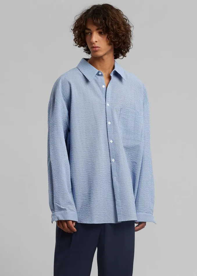 Men The Frankie Shop Tops Saas Shirt Blue