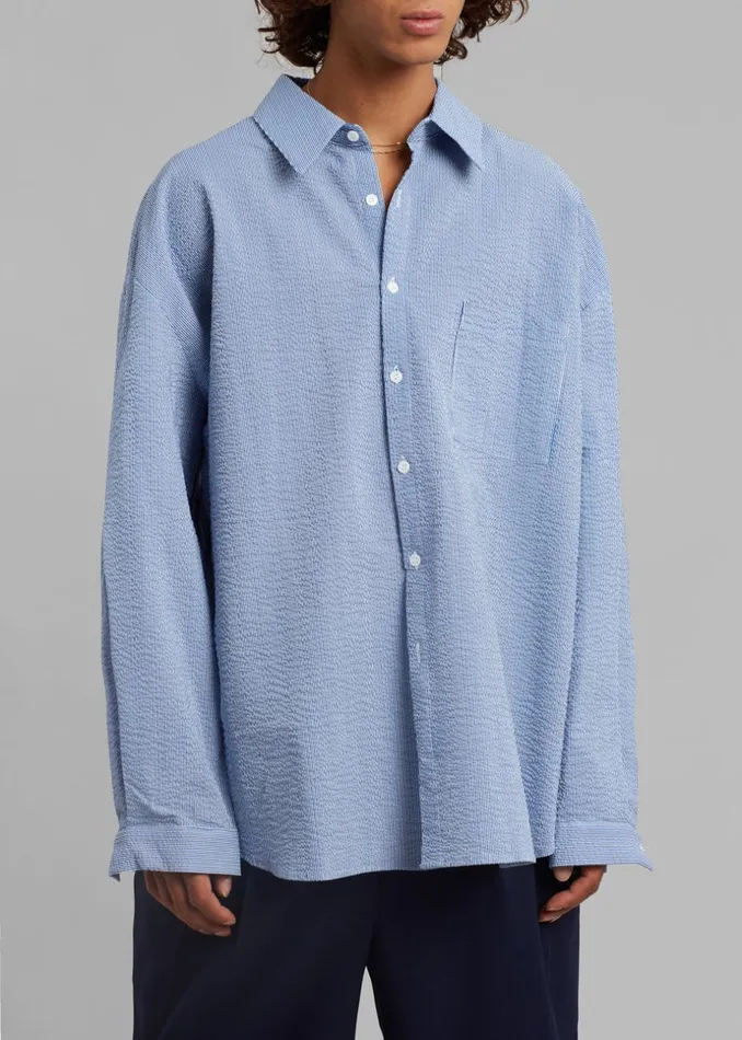 Men The Frankie Shop Tops Saas Shirt Blue