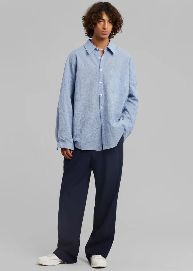 Men The Frankie Shop Tops Saas Shirt Blue