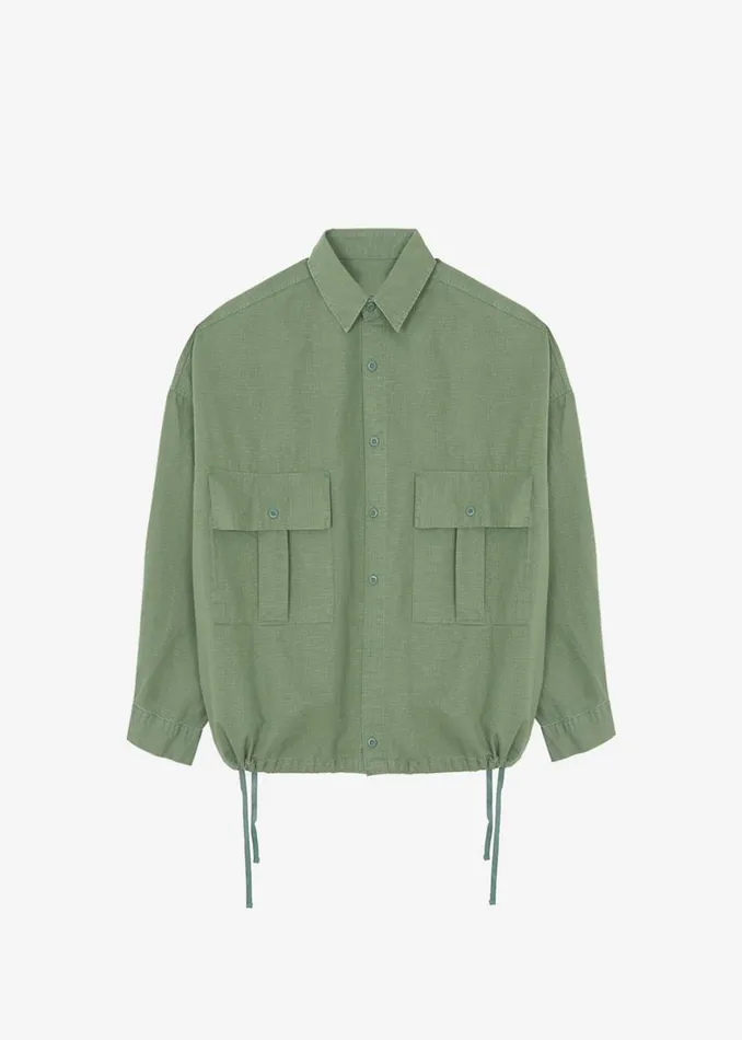 Men The Frankie Shop Tops Seb Cargo Shirt Army Green