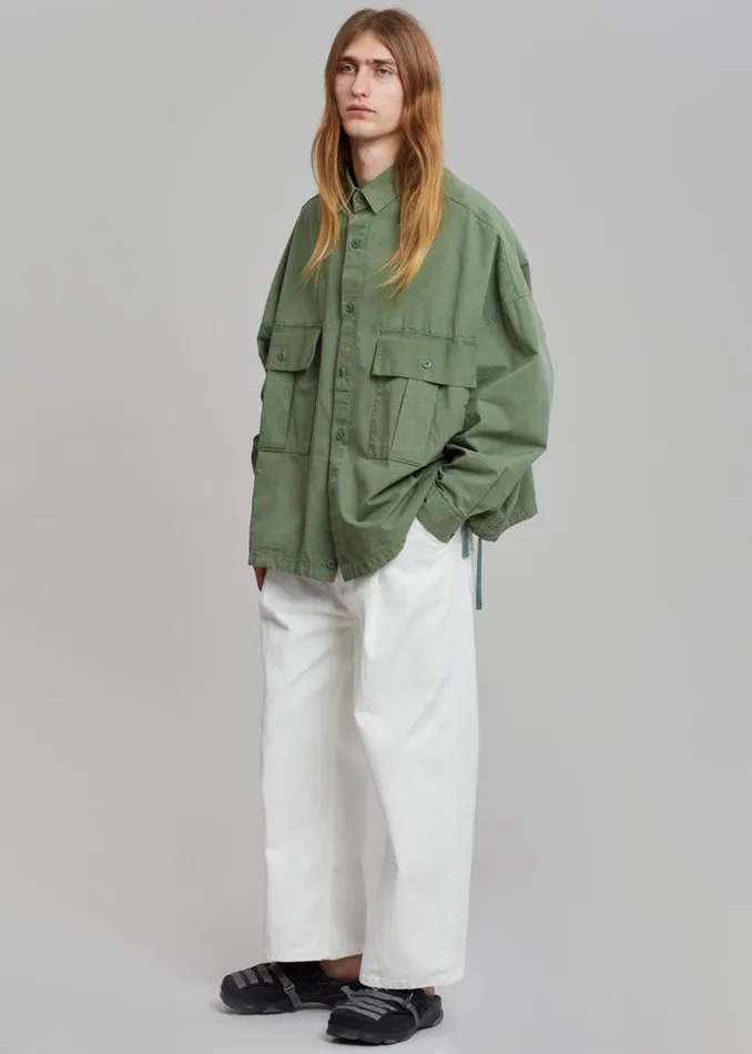 Men The Frankie Shop Tops Seb Cargo Shirt Army Green