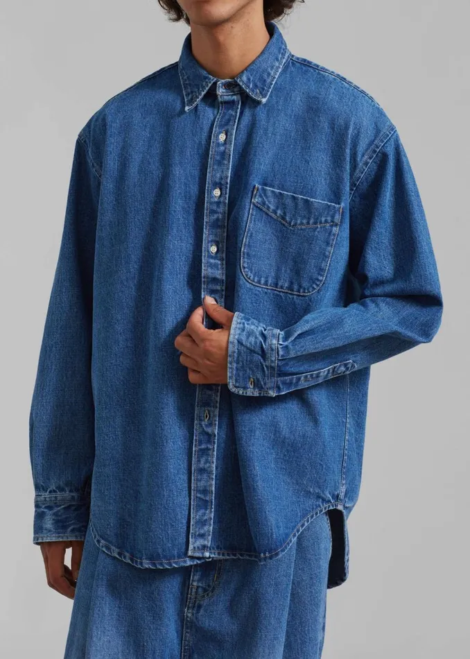 Men The Frankie Shop Tops Sinclair Denim Shirt Medium Wash