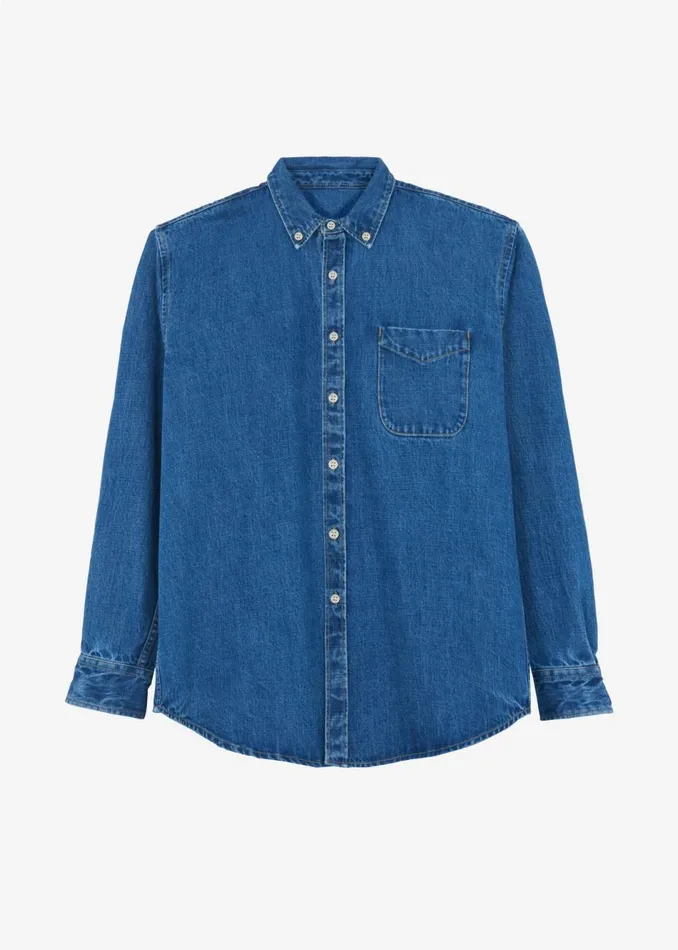 Men The Frankie Shop Tops Sinclair Denim Shirt Medium Wash