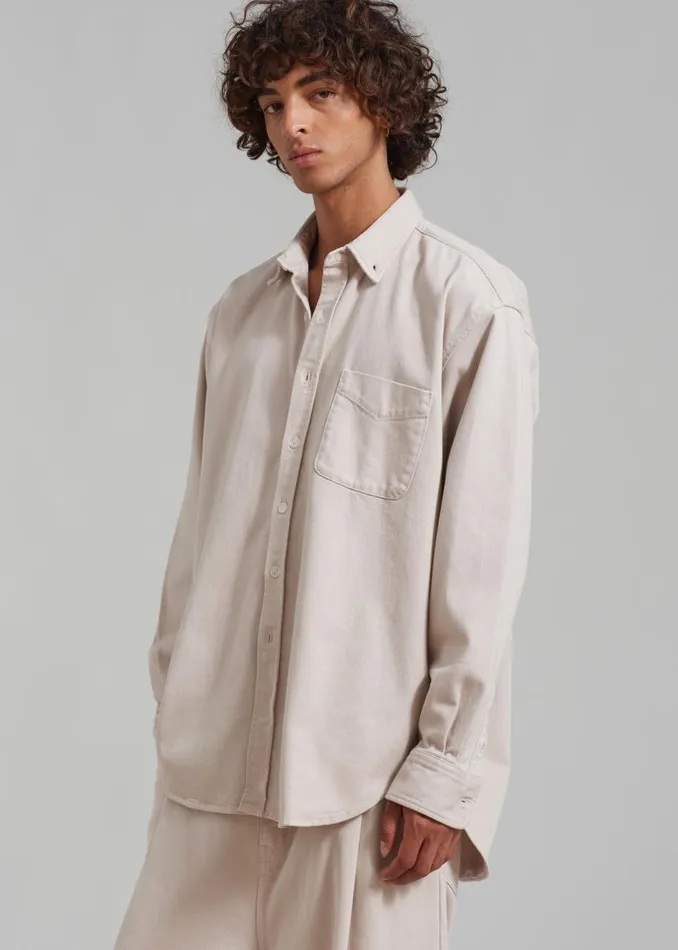 Men The Frankie Shop Tops Sinclair Denim Shirt Natural