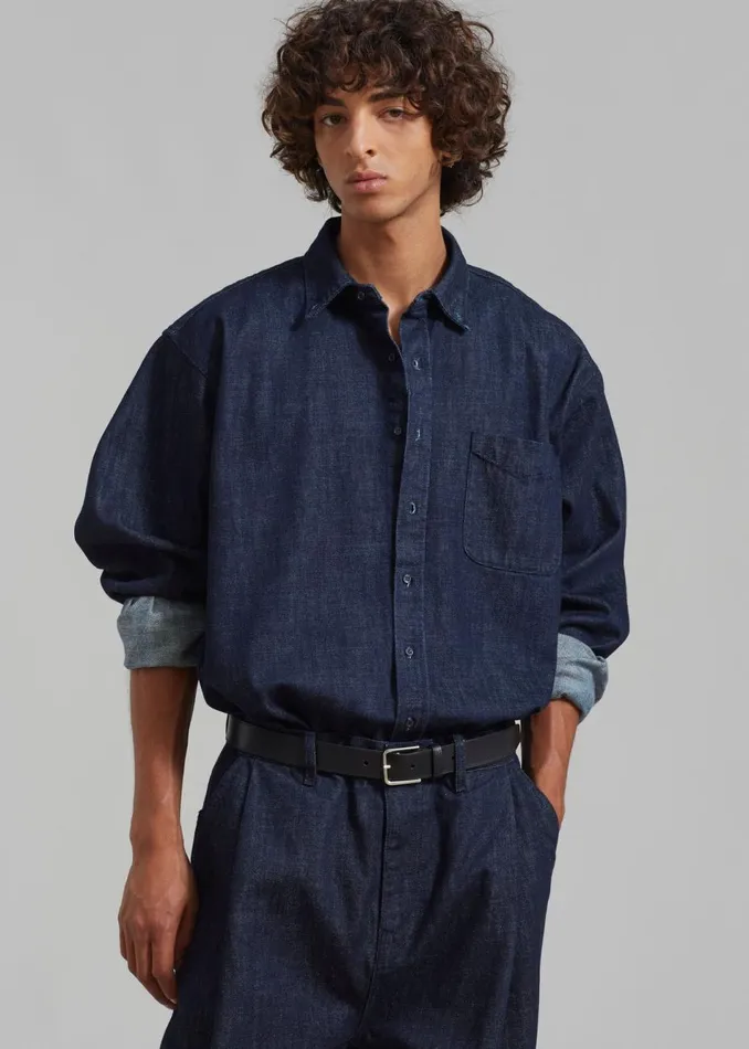 Men The Frankie Shop Tops Sinclair Denim Shirt Raw Wash