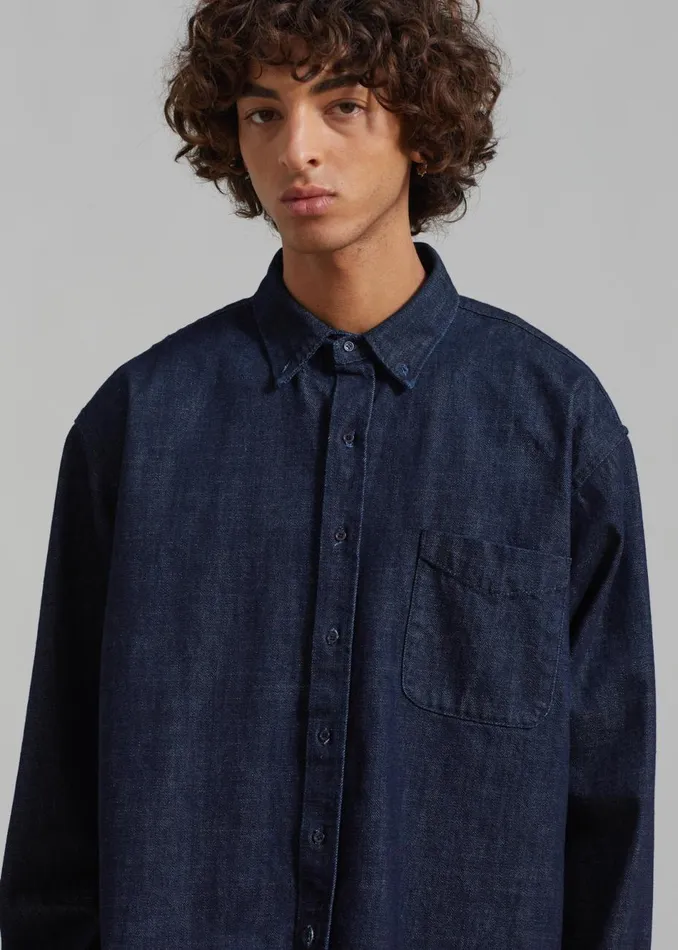 Men The Frankie Shop Tops Sinclair Denim Shirt Raw Wash
