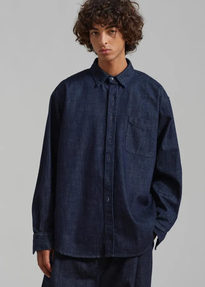 Men The Frankie Shop Tops Sinclair Denim Shirt Raw Wash