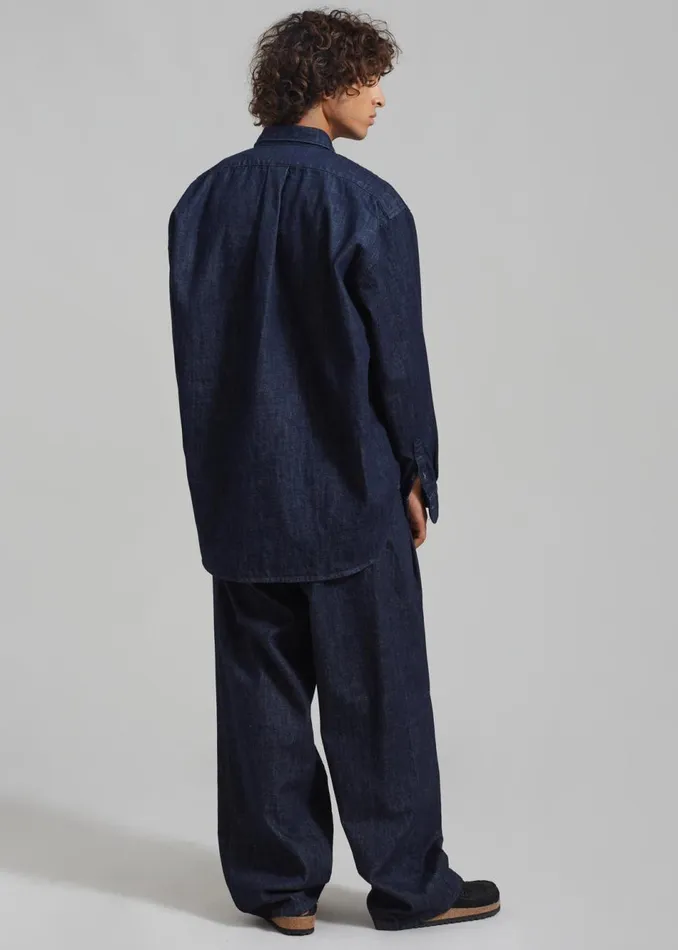 Men The Frankie Shop Tops Sinclair Denim Shirt Raw Wash