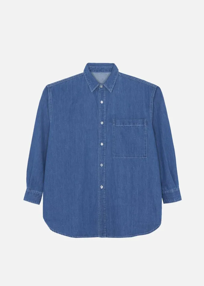 Men The Frankie Shop Tops Tanner Denim Shirt Medium Wash