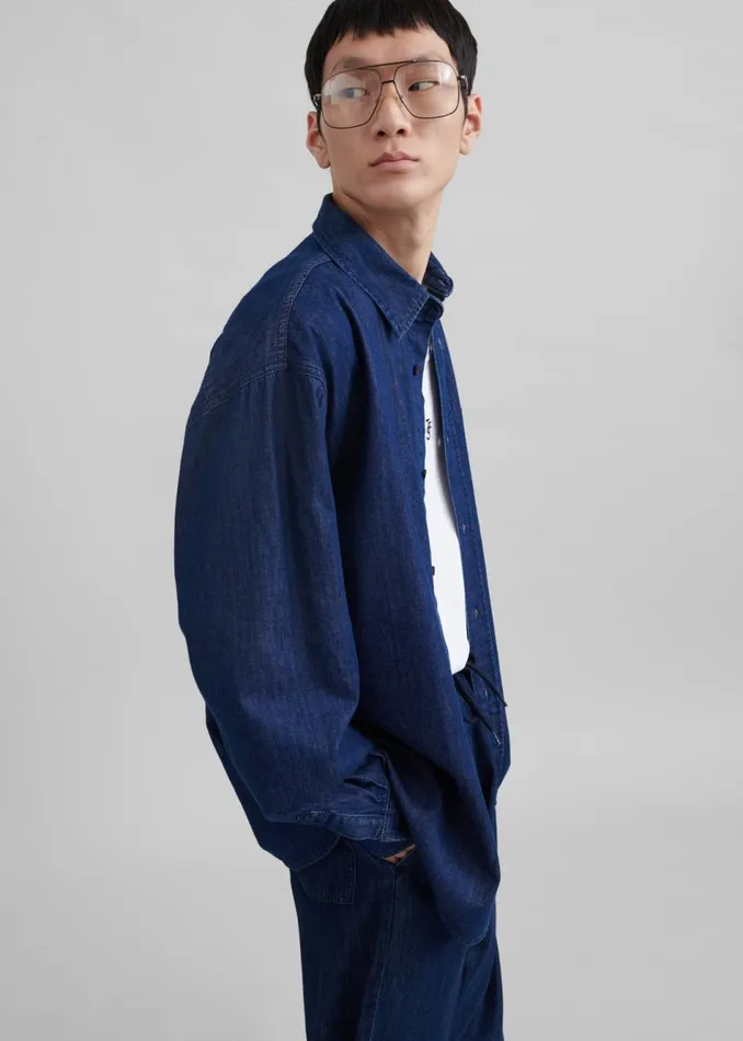 Men The Frankie Shop Tops Tanner Denim Shirt Raw Wash